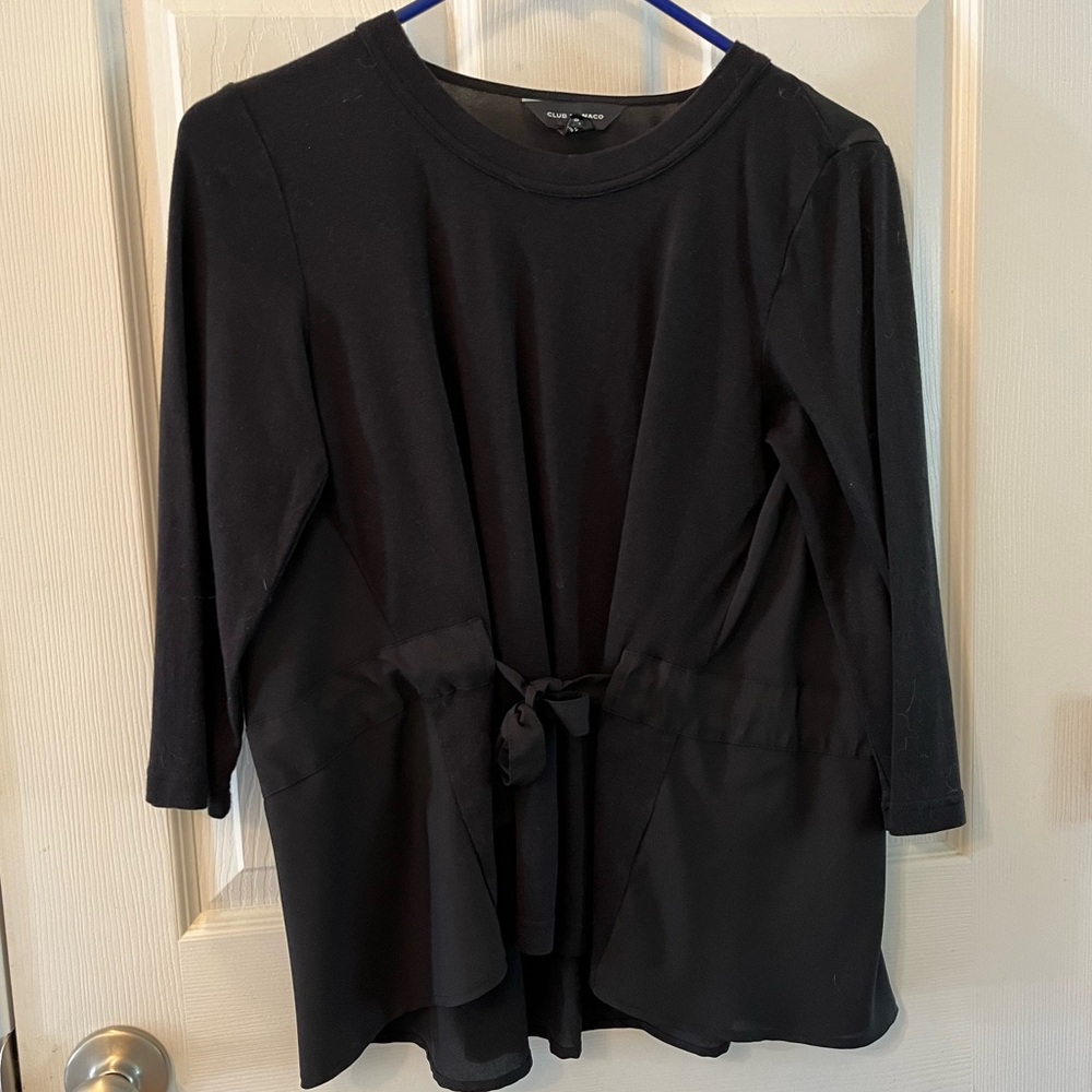Club Monaco Women’s S/P Black 3/4 Sleeve U-Nexk Dress Top